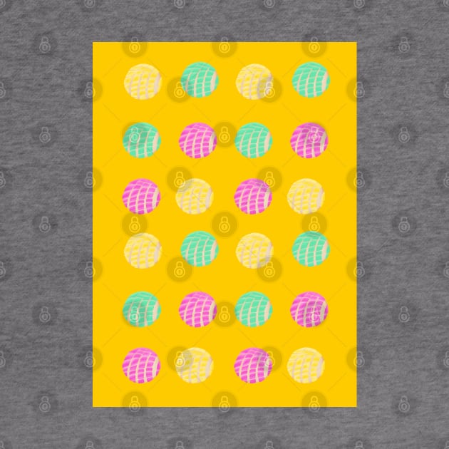 Fun pan dulce conchas patter with yellow background by kuallidesigns